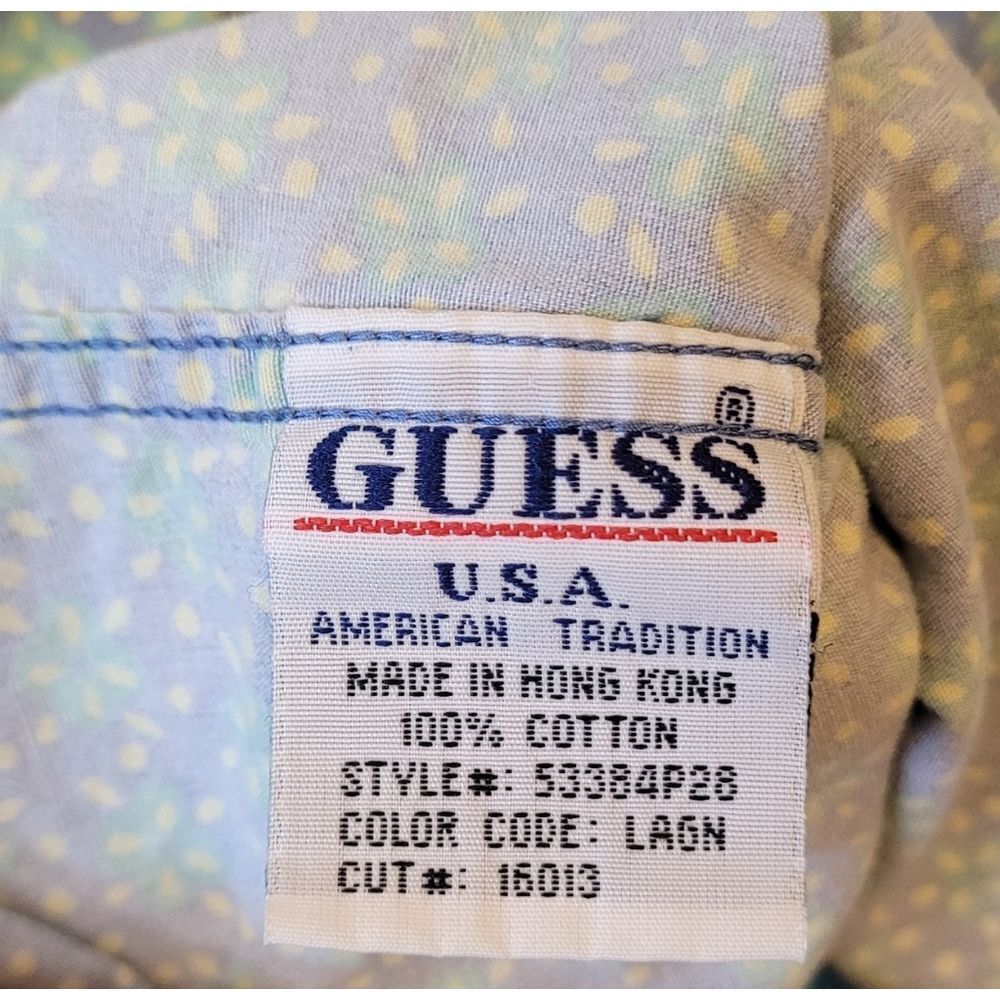 Vintage Y2K Guess Women's Light Blue Chambray Floral Top Size L - Picture 5 of 6